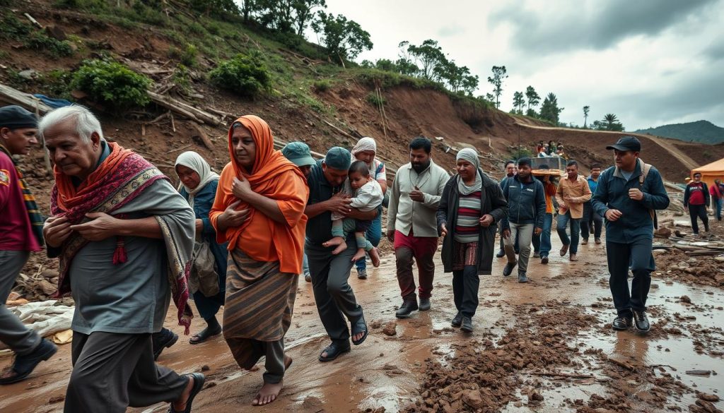 evakuasi warga terdampak longsor evakuasi warga terdampak longsor